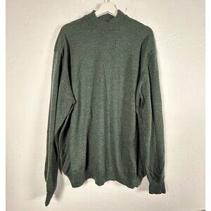 Toscano Mens Green New Wool Knit Mock Neck Sweater XXL Pullover Made in Italy